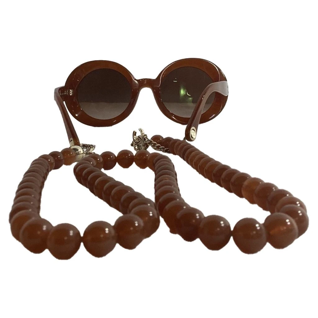 商品[二手商品] Chanel|CH5489 Round Frame Beaded Sunglasses in Brown Acetate,价格¥6593,第3张图片详细描述