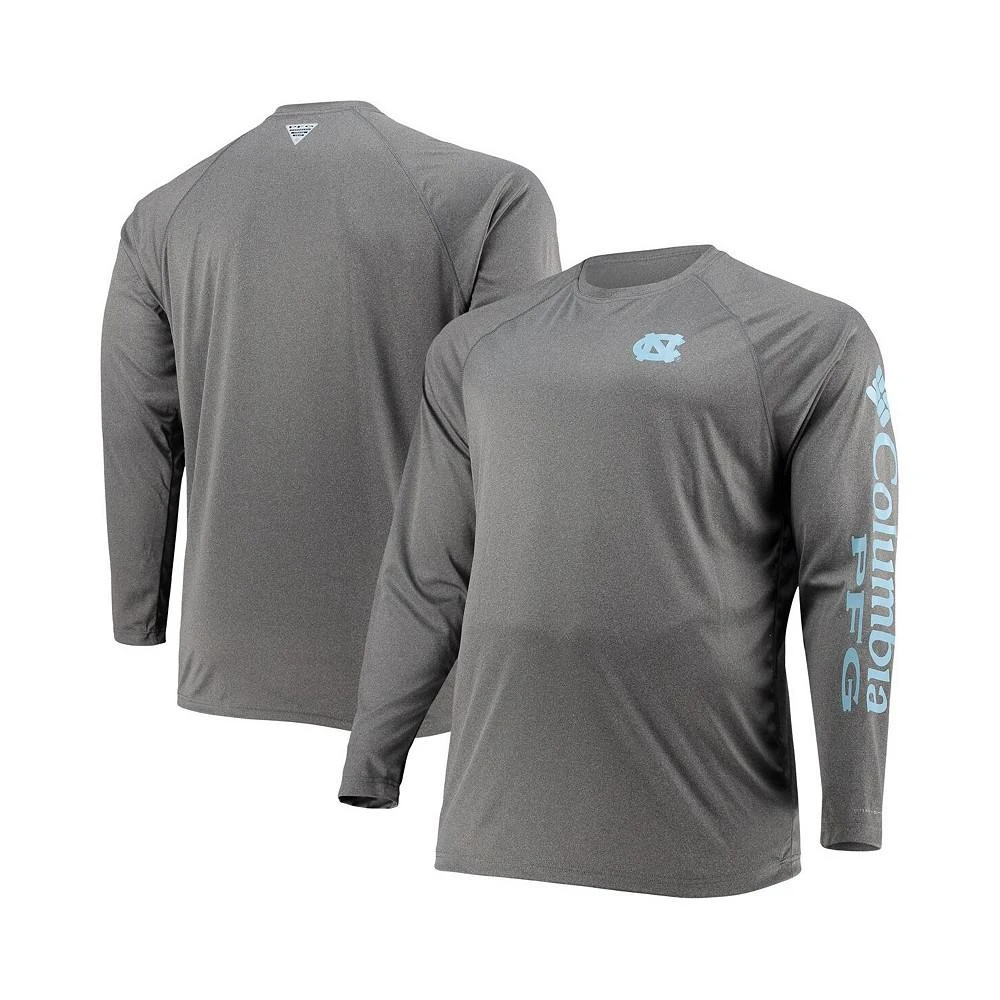 商品Columbia|Men's Charcoal North Carolina Tar Heels Big and Tall Terminal Tackle Omni-Shade Long Sleeve Raglan T-shirt,价格¥344,第1张图片