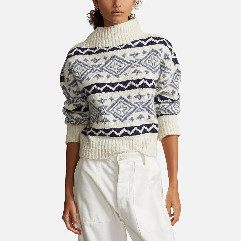 商品Ralph Lauren|Polo Ralph Lauren Women's Cream Pattern Long Sleeve Pullover,价格¥3848,第1张图片