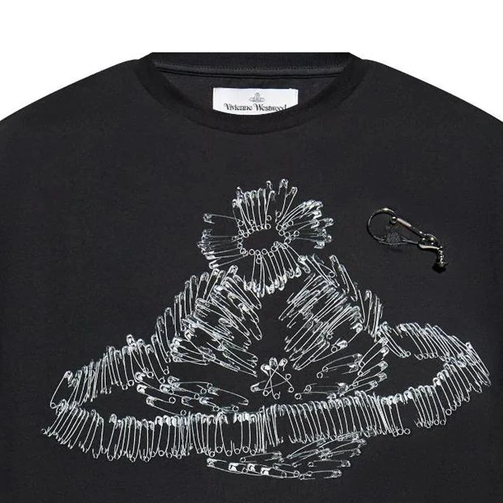 商品[国内直发] Vivienne Westwood|SS24 土星Logo印花圆领短袖T恤 男款 黑色,价格¥2104,第7张图片详细描述