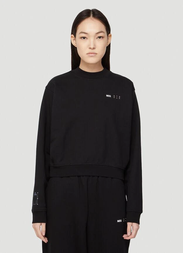 商品Alexander McQueen|IC0 Logo Print Hooded Sweatshirt in Black,价格¥757,第1张图片