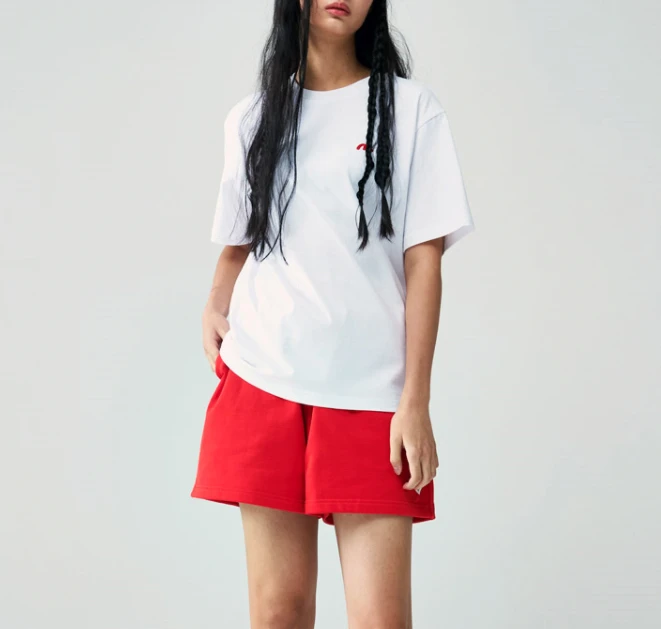 【享贝家】（国内现货-QD）Evisu 福神 纯色小标圆领休闲宽松短袖T恤 男女同款 白色 EU5UTS925WH 商品