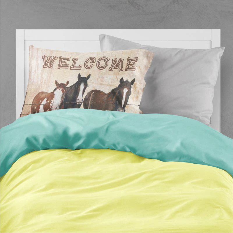 商品Caroline's Treasures|Welcome Mat with Horses Fabric Standard Pillowcase STANDARD,价格¥170,第2张图片详细描述