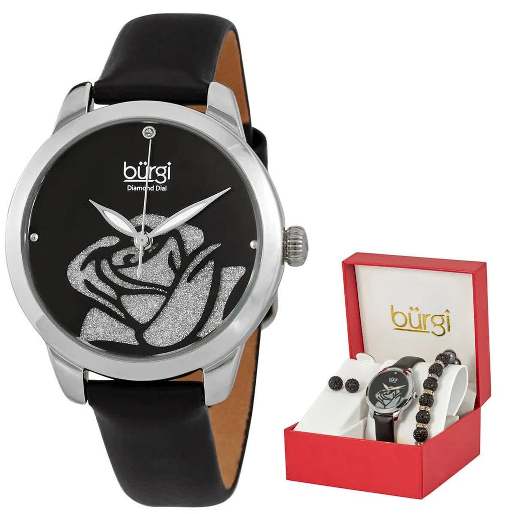 商品Burgi|Burgi Diamond Accented Flower Ladies Quartz Watch BUR244SSB-S,价格¥373,第1张图片