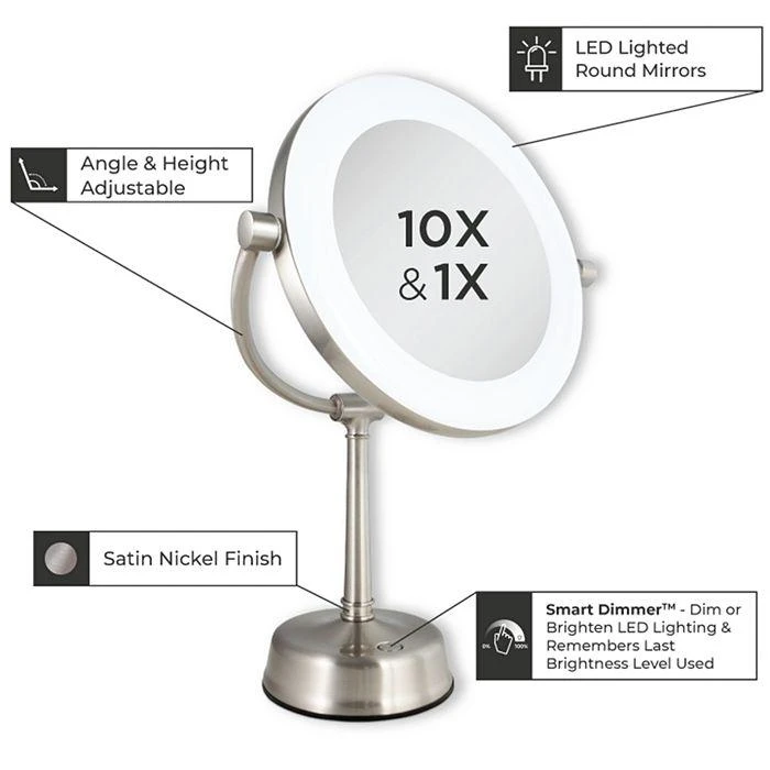 商品Zadro|Lexington Customizable Sunlight LED Lighted Vanity Mirror, 10X/1X Magnification,价格¥1485,第2张图片详细描述