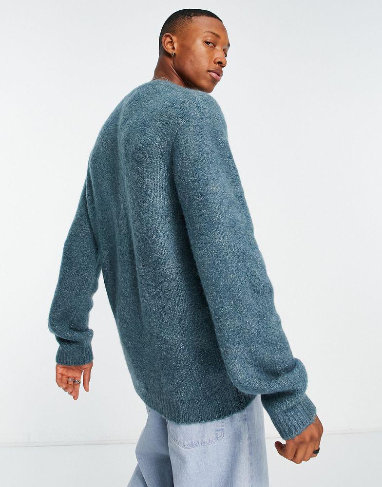 ASOS DESIGN relaxed wool mix knitted jumper in teal商品第2张图片规格展示