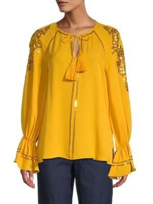 商品Kobi Halperin|Sarah Embellished Silk Blouse,价格¥519,第1张图片