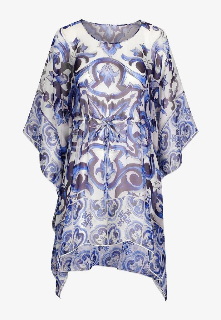 商品Dolce & Gabbana|Majolica Print Chiffon Kaftan Dress,价格¥11013,第3张图片详细描述