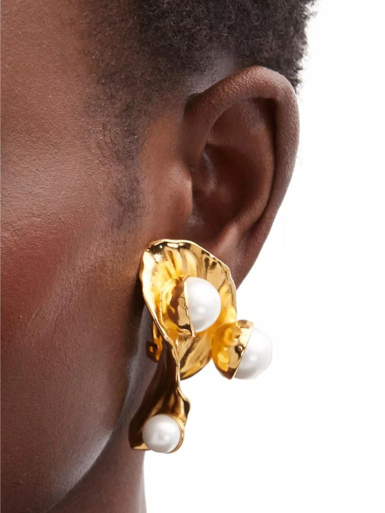 商品Oscar de la Renta|Goldtone & Imitation Pearl Leaf Drop Earrings,价格¥2203,第2张图片详细描述