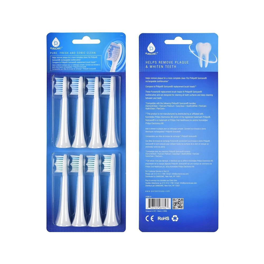 商品PURSONIC|Replacement Toothbrush Heads, Compatible with Sonicare Electric Toothbrush 8 Pack,价格¥149,第1张图片