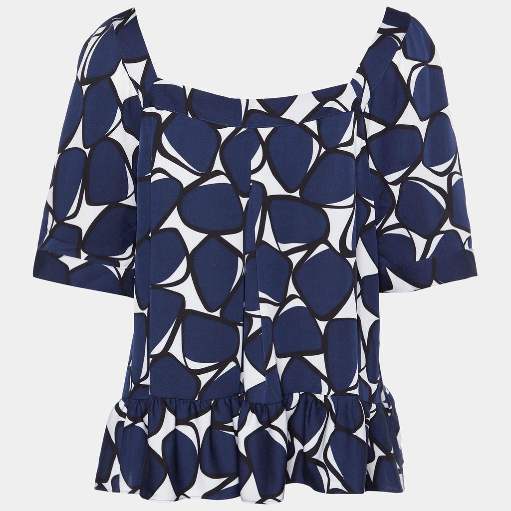 商品[二手商品] Diane von Furstenberg|Diane Von Furstenberg Navy Blue Printed Silk Top L,价格¥1522,第2张图片详细描述