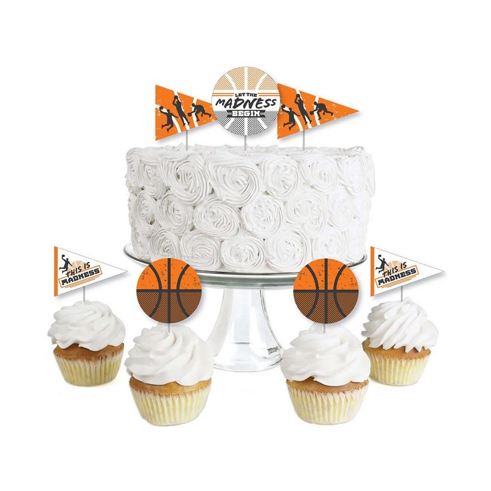 Basketball - Let the Madness Begin - Dessert Cupcake Toppers - College Basketball Party Clear Treat Picks - Set of 24商品第1张图片规格展示