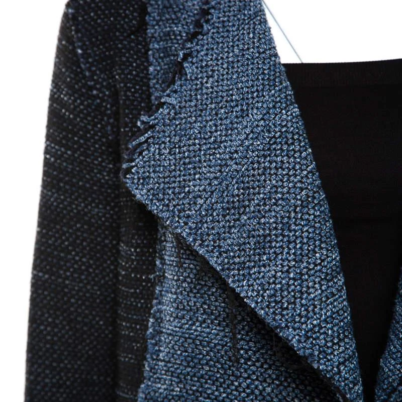 商品[二手商品] Derek Lam|10 Crosby Derek Lam Navy Blue and Black Textured Raw Trim Detail Open Front Jacket S,价格¥1114,第4张图片详细描述