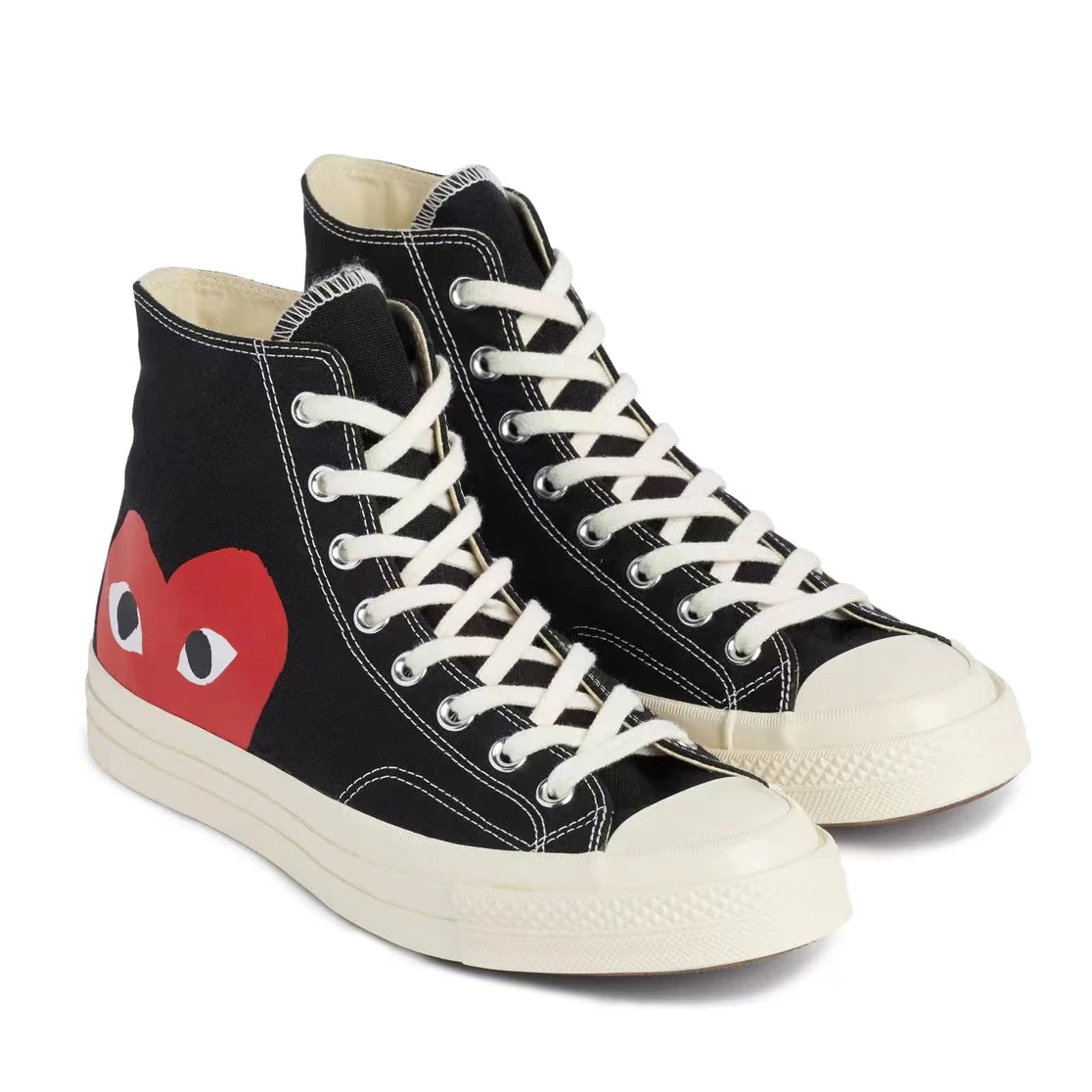 商品Comme des Garcons|CDG x Converse 197Os chuck tavlor all star hi 川 久保玲爱心联名款 乘风破浪的姐姐 防滑耐磨 高帮 帆布鞋 男女同款 黑色AZK112-1,价格¥1342,第1张图片