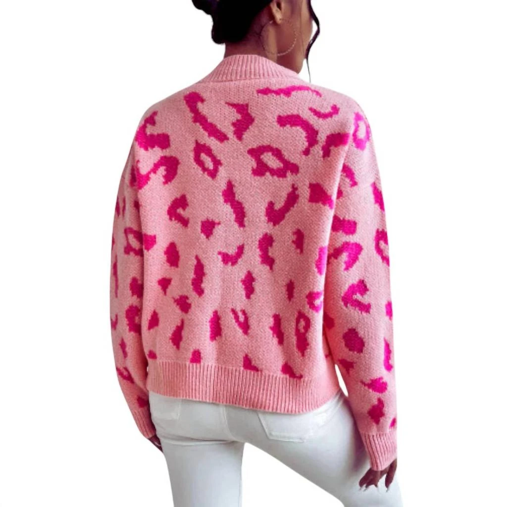 商品Dear Lover|Dear Lover - Leopard Pattern Mock Neck Ribbed Trim Sweater,价格¥304,第2张图片详细描述