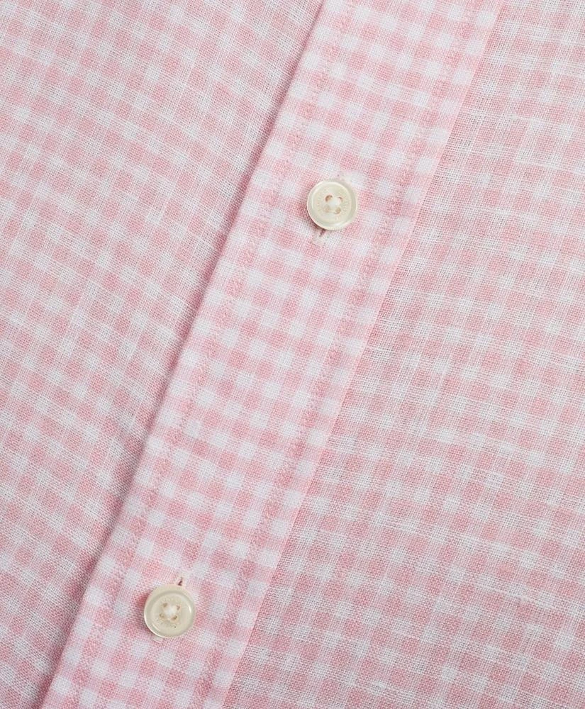 商品Brooks Brothers|Regent Regular-Fit Sport Shirt, Gingham Irish Linen Short-Sleeve,价格¥375,第4张图片详细描述