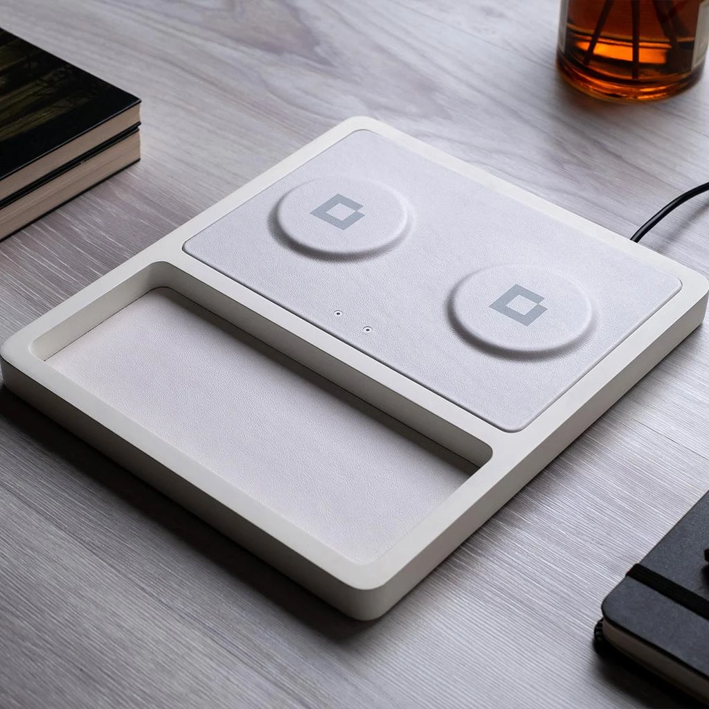 商品NYTSTND|DUO TRAY White - 2-in-1 MagSafe Rustic White Wireless Charger with USB-C and A Ports Support,价格¥1107,第3张图片详细描述