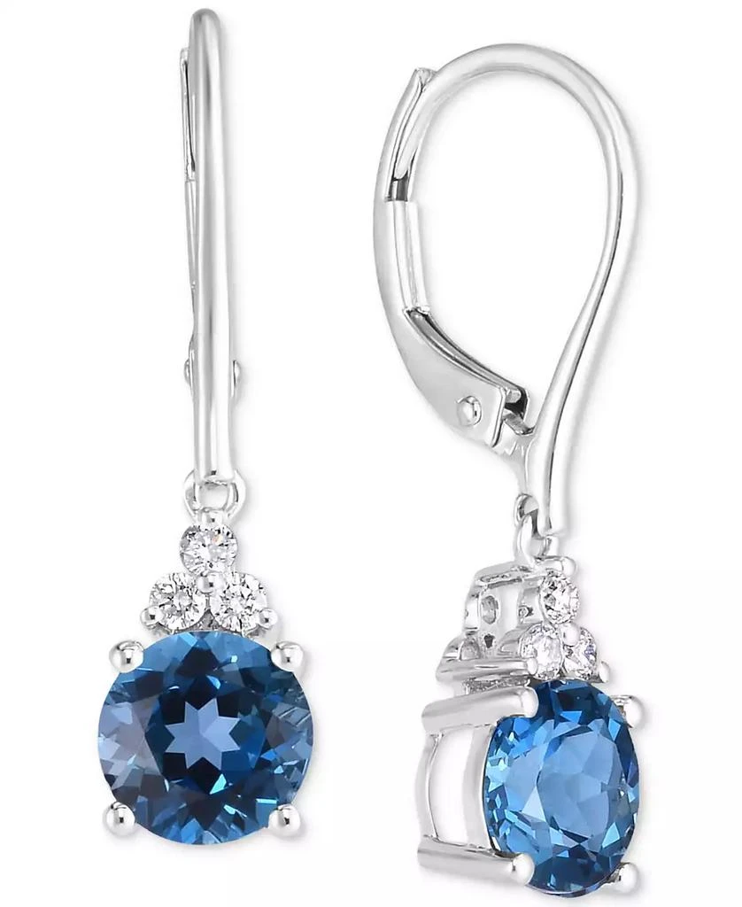 商品Macy's|Garnet (3 ct. t.w.) & Diamond (1/8 ct. t.w.) Leverback Drop Earrings in 14k Gold (Also in London Blue Topaz & Amethyst),价格¥2003,第1张图片