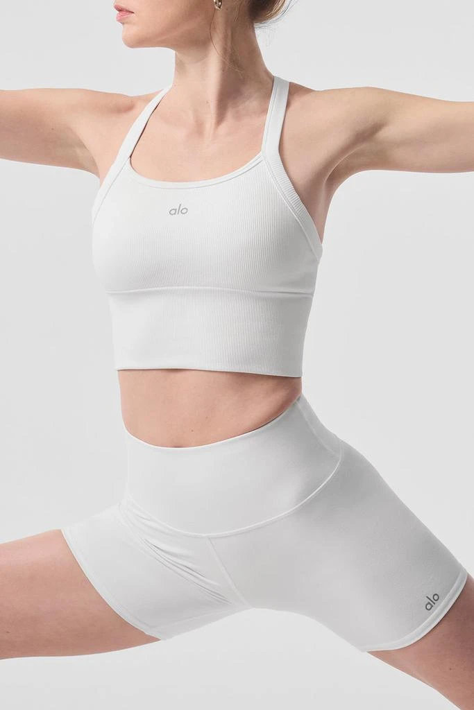 商品Alo|Seamless Ribbed Favorite Bra Tank - White,价格¥409,第4张图片详细描述