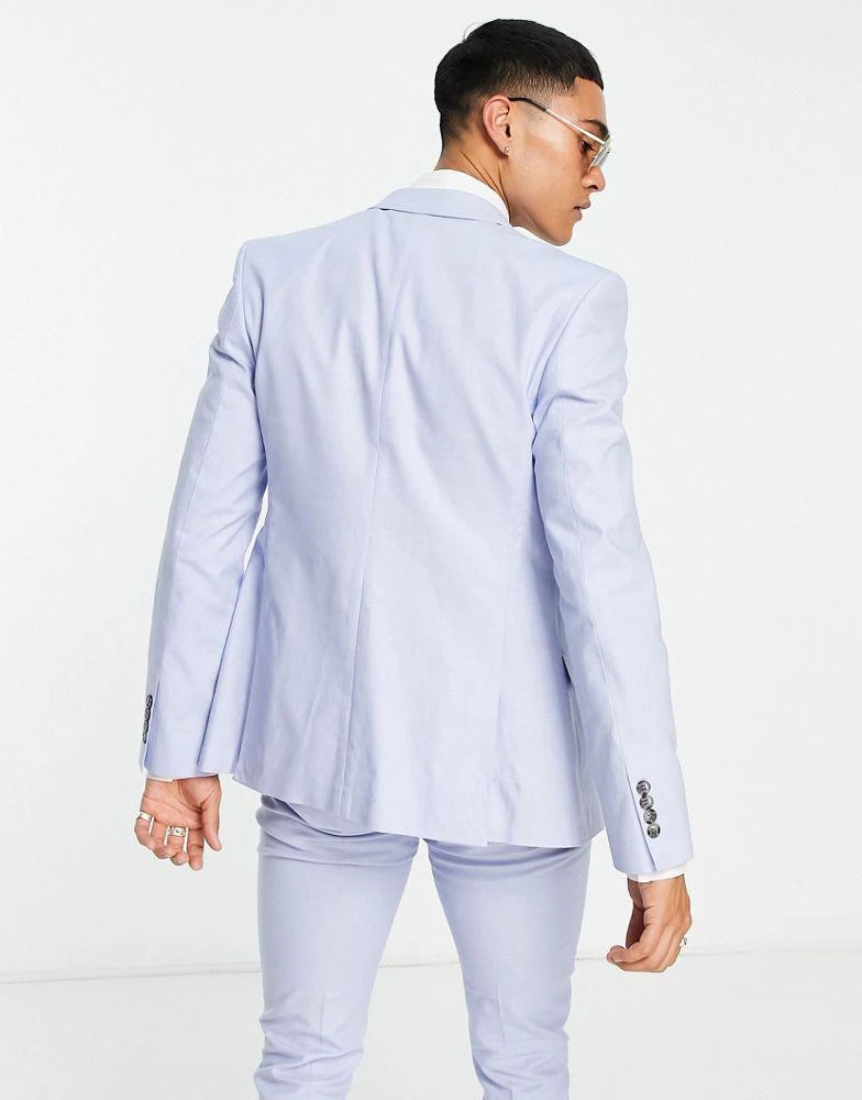 商品ASOS|ASOS DESIGN super skinny linen mix suit jacket in blue,价格¥337,第2张图片详细描述