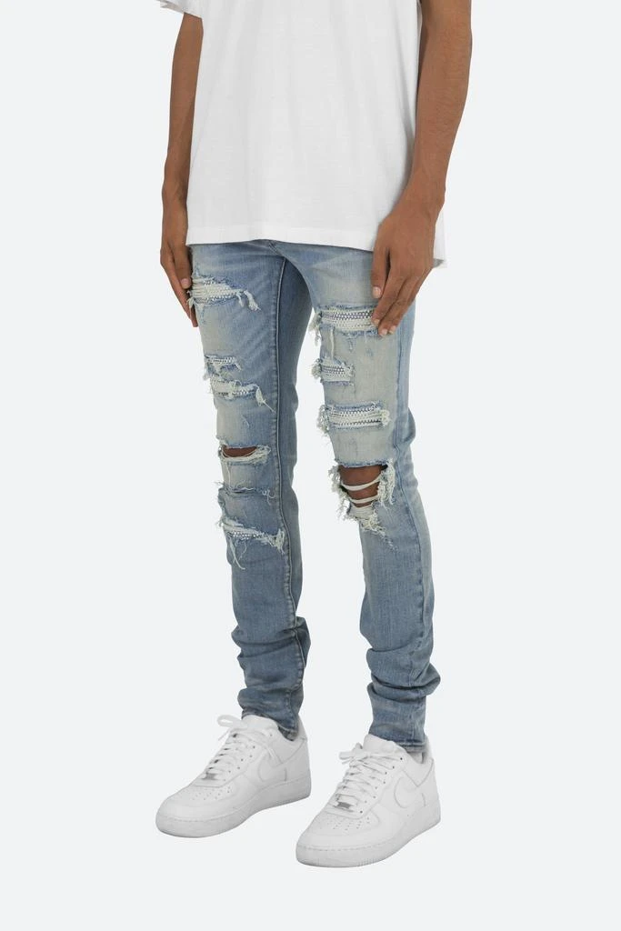 商品MNML|X201 Rhinestone Skinny Denim - Blue,价格¥506,第4张图片详细描述