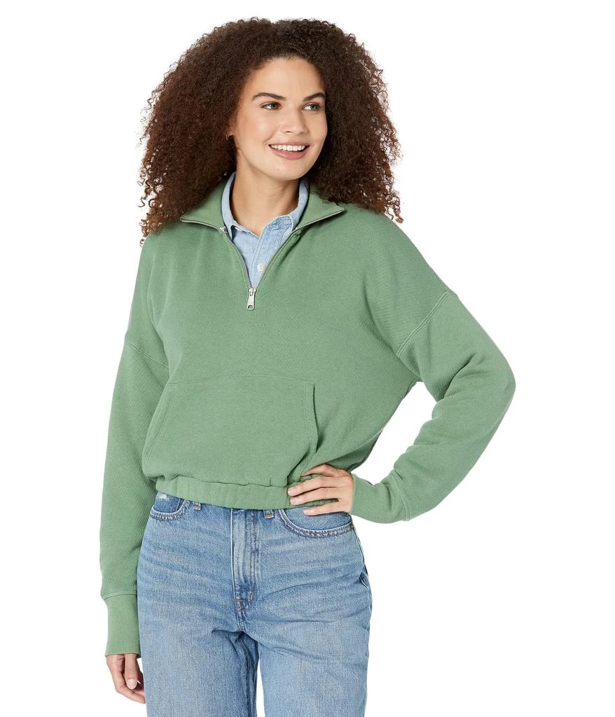 商品Madewell|MWL Airyterry Quarter-Zip Supercrop Sweatshirt,价格¥432,第1张图片