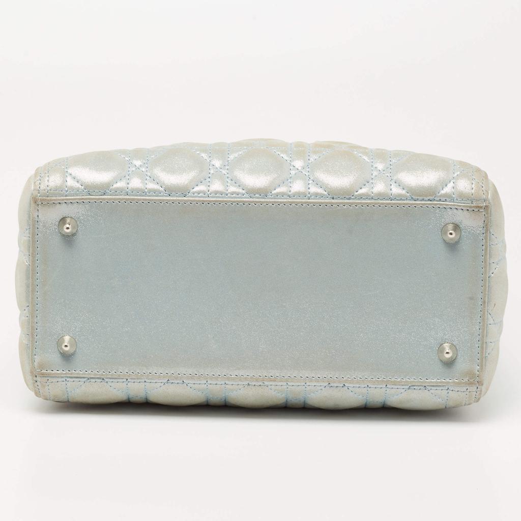 Dior Light Blue Shimmer Suede Medium Lady Dior Tote商品第6张图片规格展示