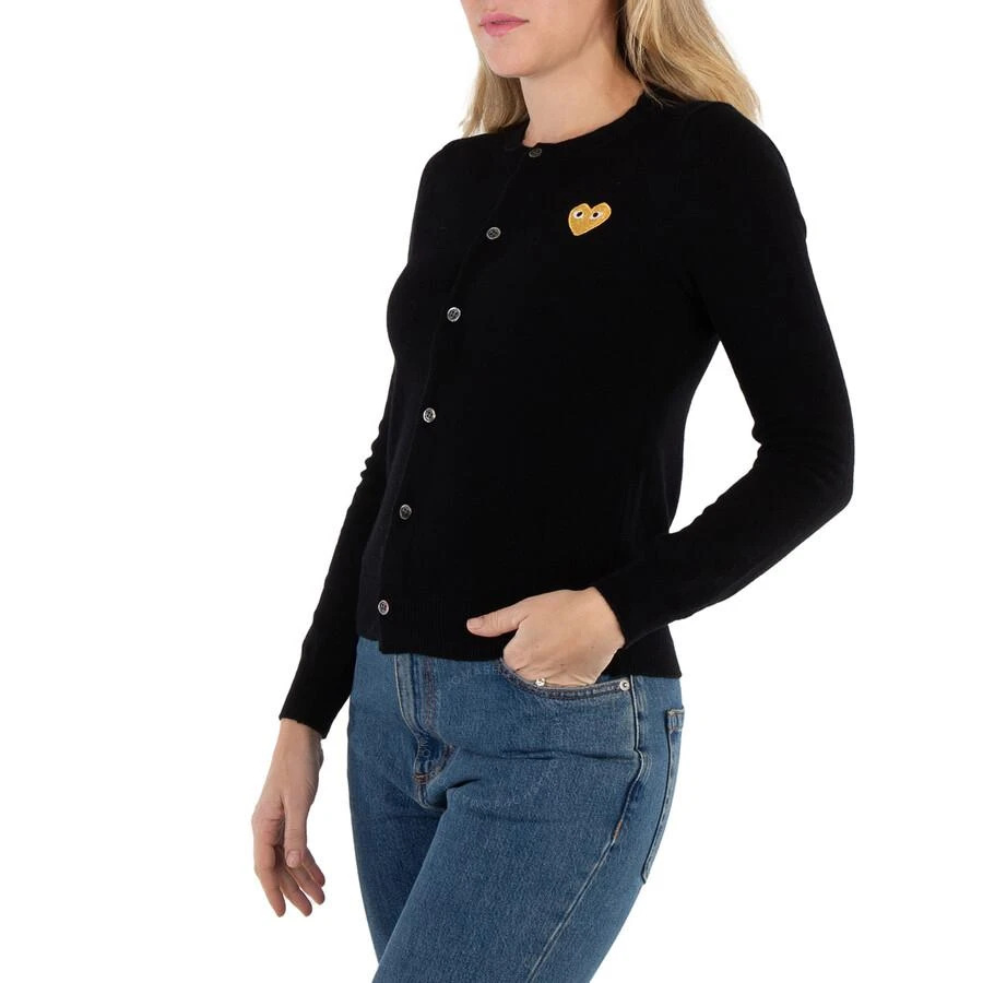 商品Comme des Garcons|Ladies Gold Heart Crewneck Cardigan In Black,价格¥1479,第3张图片详细描述