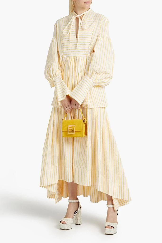 商品Rosie Assoulin|Pleated striped cotton-seersucker midi skirt,价格¥3392,第4张图片详细描述