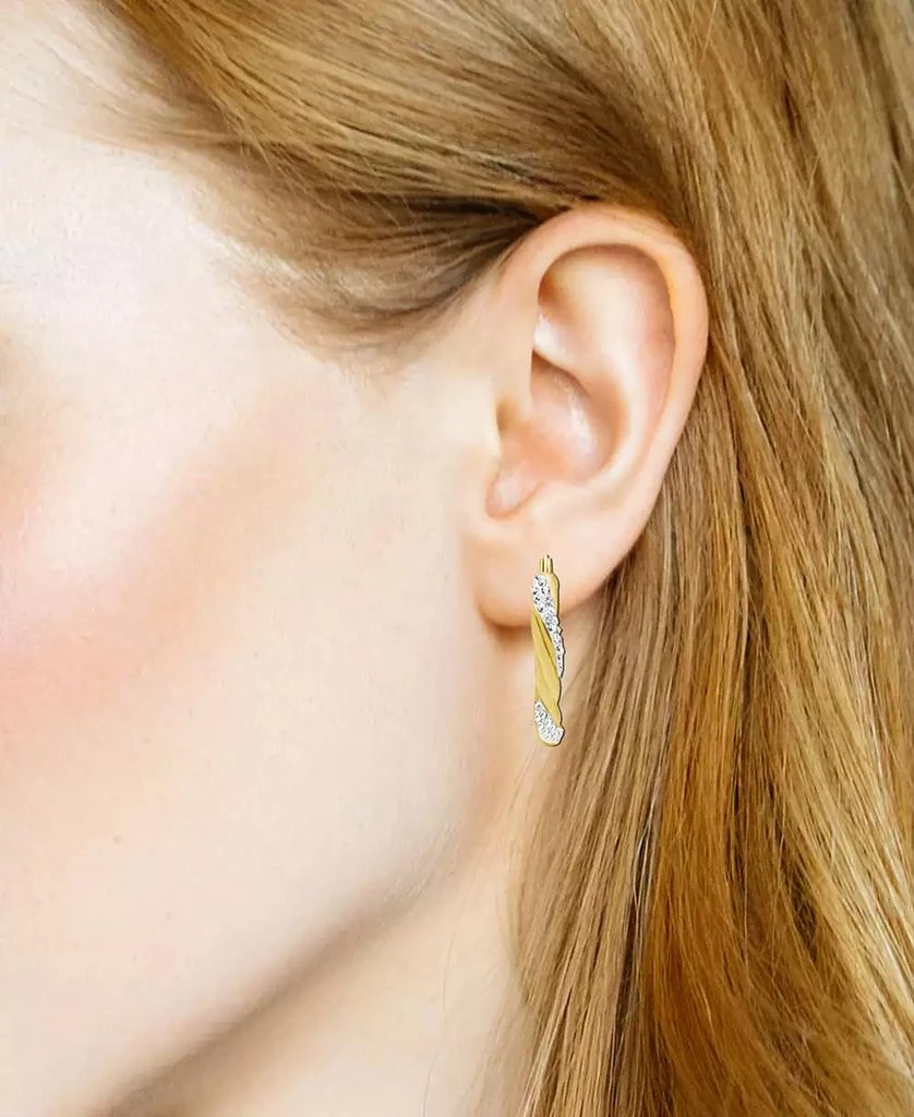 商品Essentials|Clear Crystal Twisted Click Top Hoop Earring in Silver Plate or Gold Plate,价格¥372,第2张图片详细描述