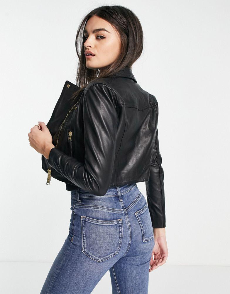 商品ALL SAINTS|AllSaints Elora leather biker jacket in black,价格¥2756,第4张图片详细描述