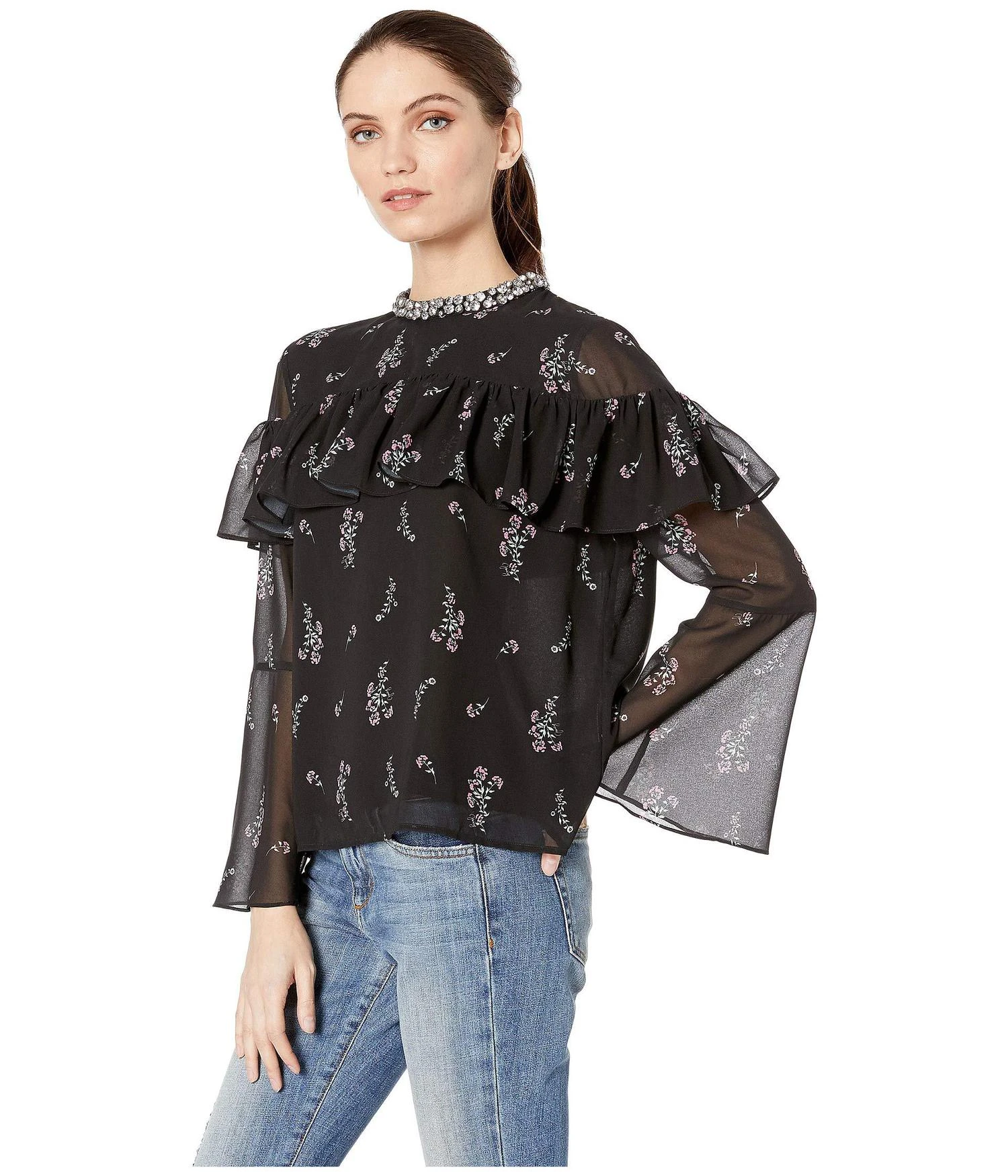 商品Juicy Couture|Falling Bouquets Ruffle Top,价格¥211,第2张图片详细描述