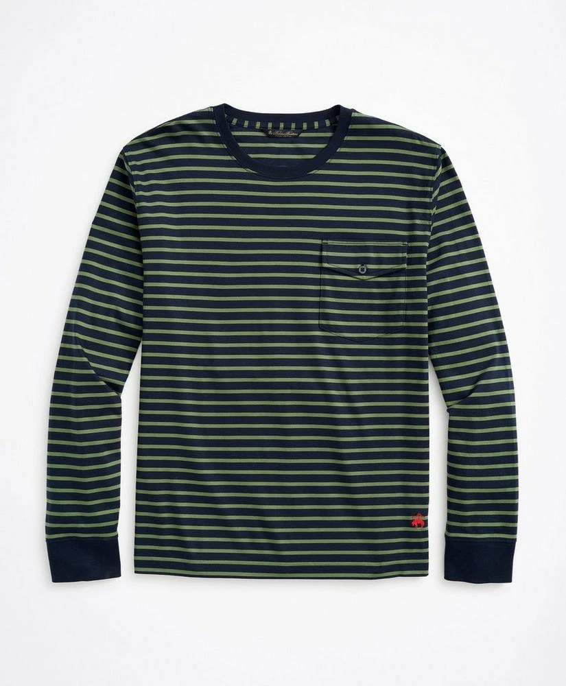 商品Brooks Brothers|Cotton Striped Long-Sleeve T-Shirt,价格¥163,第1张图片