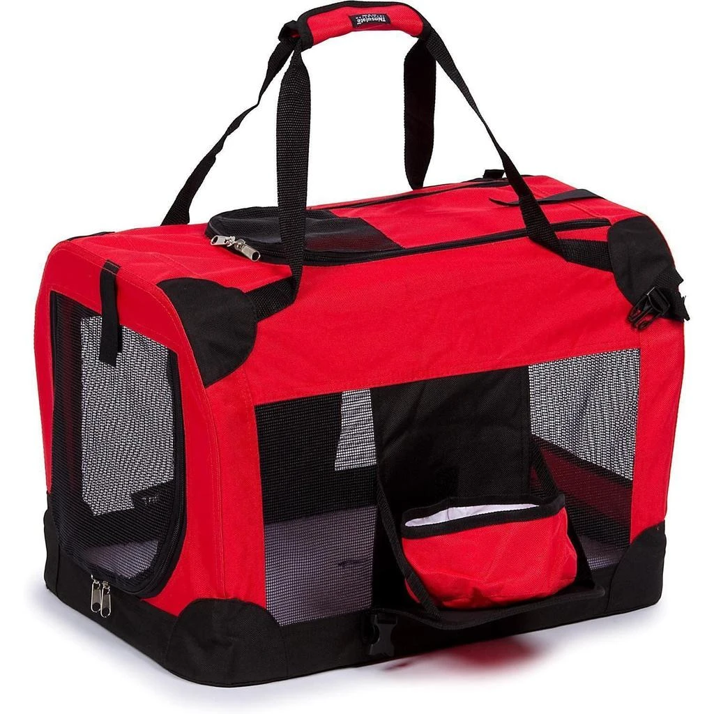 商品Pet Life|Pet Life  'Deluxe 360° Vista View' Zippered Soft Folding Collapsible Metal Framed Pet Dog Crate House Carrier w/ Removable Bowl and Pop-out Tray,价格¥790,第1张图片