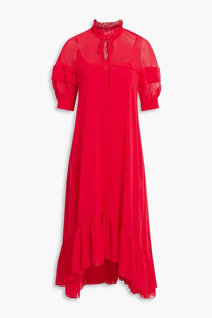 商品Sandro|Ruffled georgette midi dress,价格¥586,第1张图片