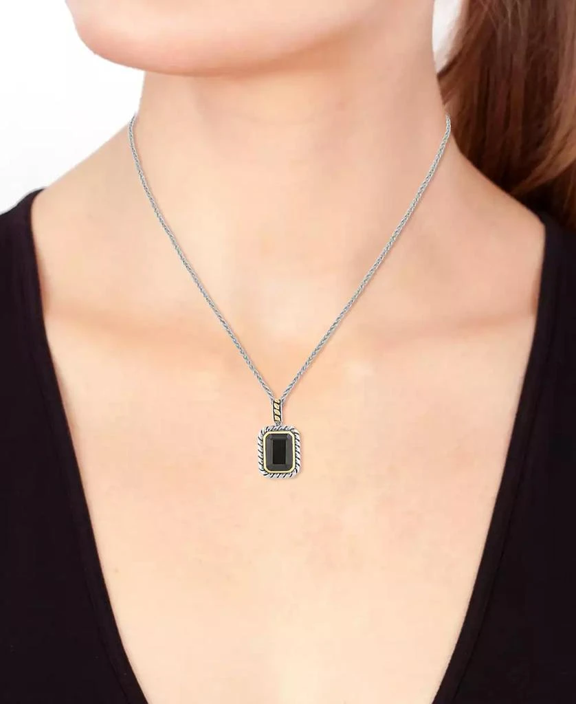 EFFY® Onyx Rope-Framed 18" Pendant Necklace in Sterling Silver & 14k Gold-Plate 商品