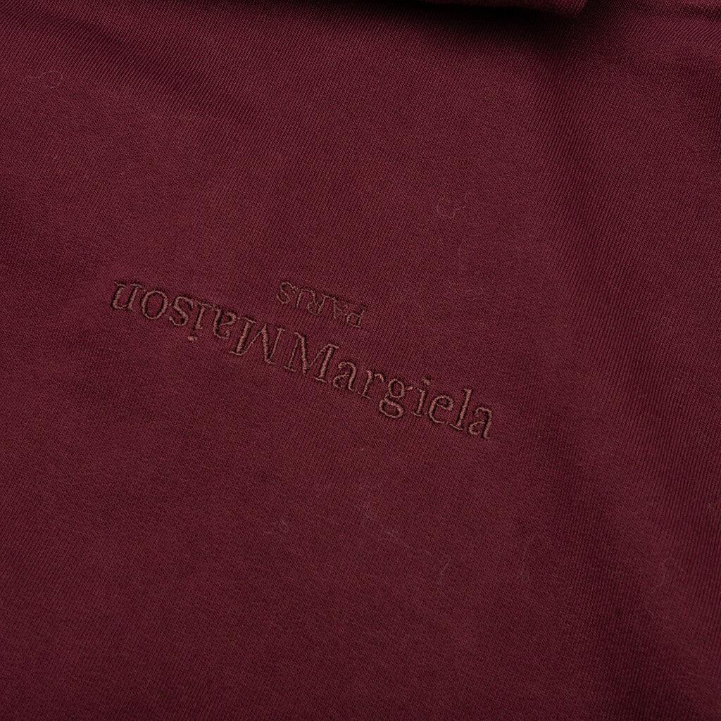 Maison Margiela Logo-Embroidered Long-Sleeved Hoodie - Burgundy商品第3张图片规格展示