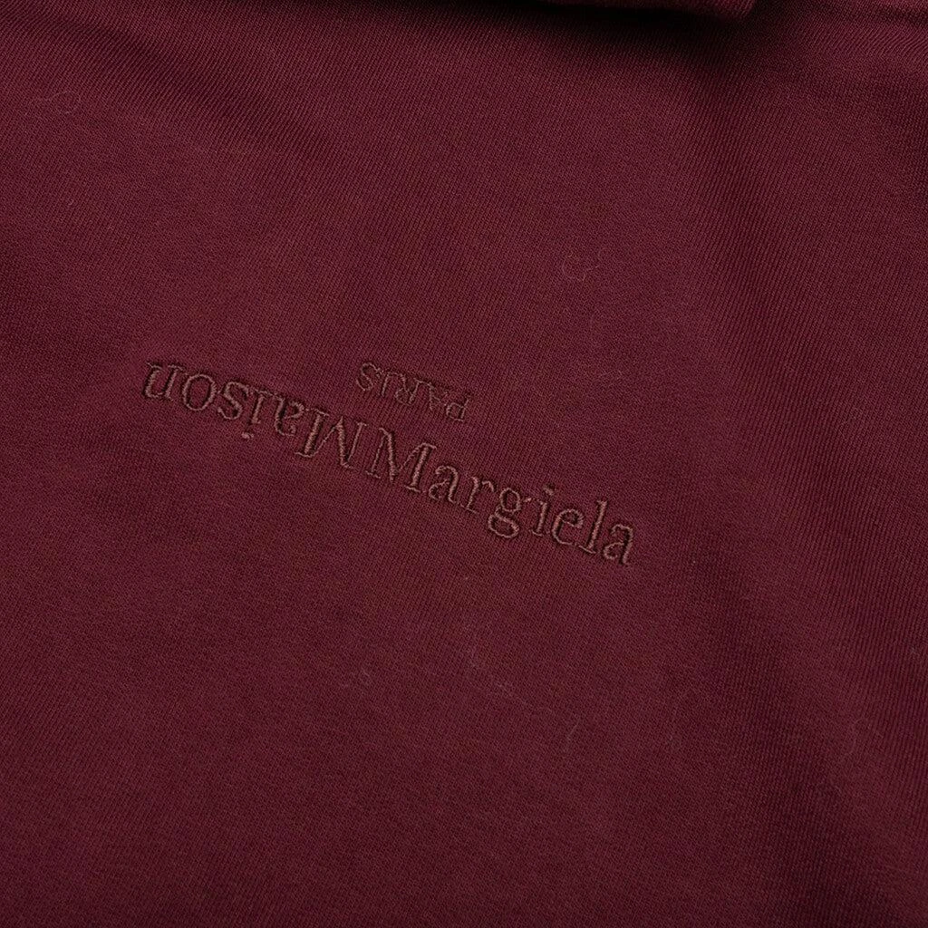 商品MAISON MARGIELA|Logo-Embroidered Long-Sleeved Hoodie - Burgundy,价格¥4062,第3张图片详细描述