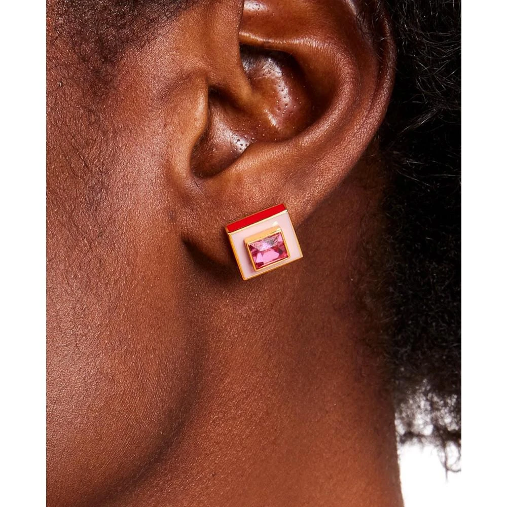 商品Kate Spade|Gold-Tone Framed Color Crystal Square Stud Earrings,价格¥217,第2张图片详细描述