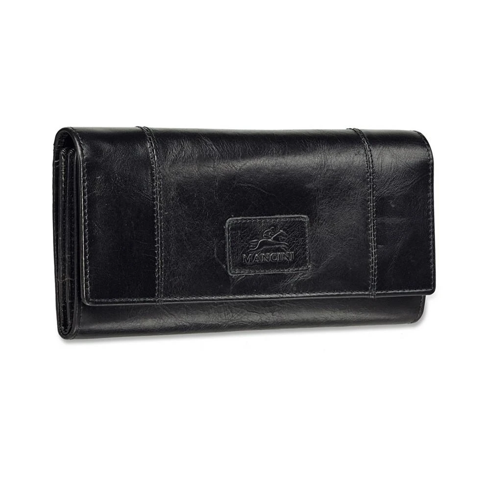 商品Mancini Leather Goods|Casablanca Collection RFID Secure Ladies Trifold Wing Wallet,价格¥844,第5张图片详细描述