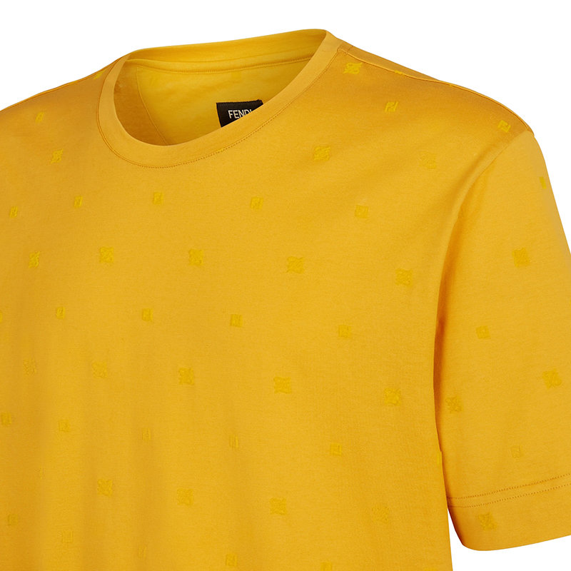 【预售3-7天】FENDI/芬迪 22年早春新款 男士黄色纯棉植绒微型老花图案短袖T恤FY0936AITZF0745商品第3张图片规格展示