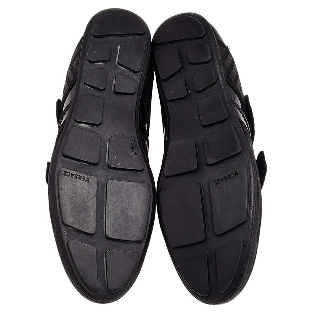 Versace Black Patent Leather And Suede Double Velcro Strap Low Top Sneakers Size 40 商品