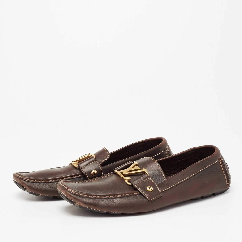 商品[二手商品] Louis Vuitton|Louis Vuitton Dark Brown Leather Monte Carlo Slip On Loafers Size 41,价格¥3019,第2张图片详细描述
