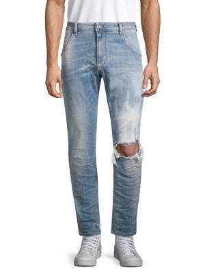 Krooley Distressed Tapered Jeans商品第1张图片规格展示