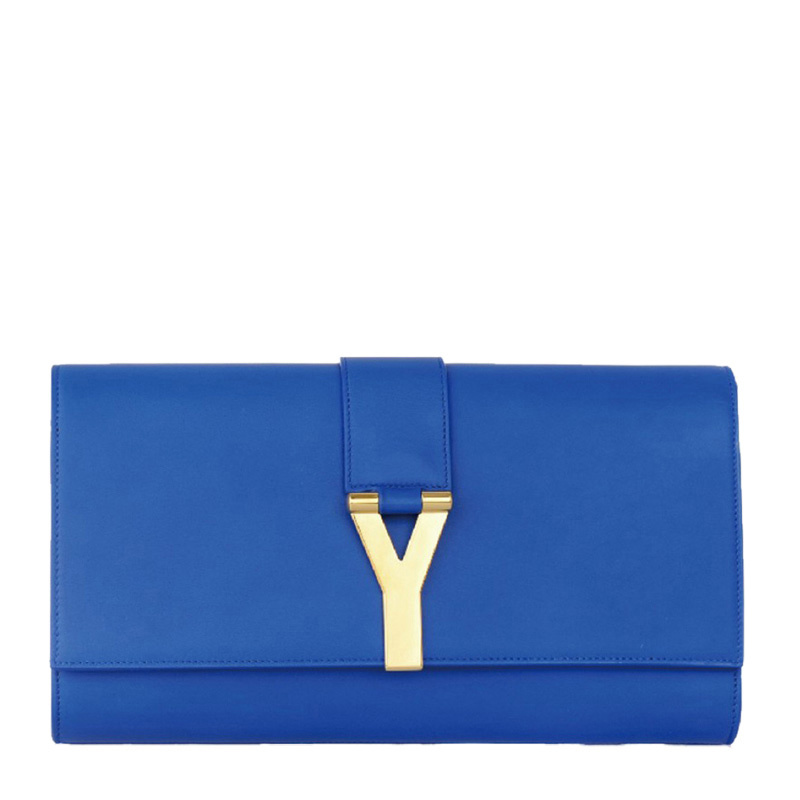 商品Yves Saint Laurent|YSL 圣罗兰 女士蓝色牛皮金属装饰手拿包 311213-BJ50J-4331,价格¥3593,第1张图片