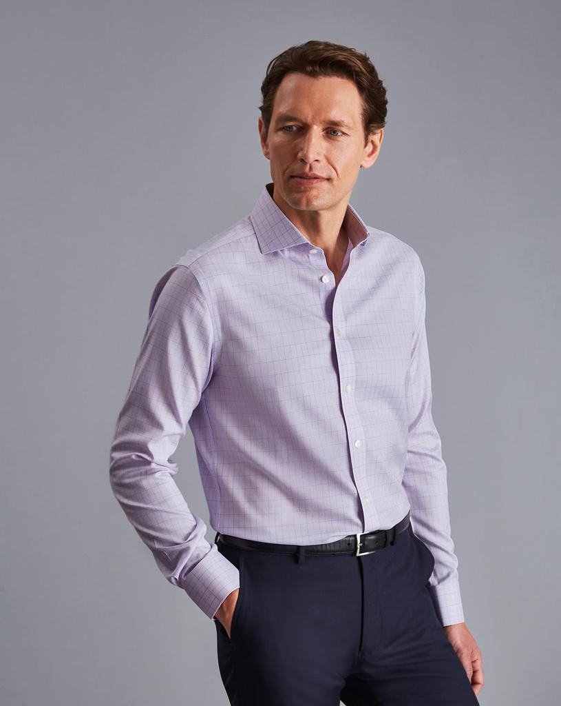 商品Charles Tyrwhitt|Non-Iron Puppytooth Check Cutaway Slim Fit Shirt,价格¥581,第1张图片