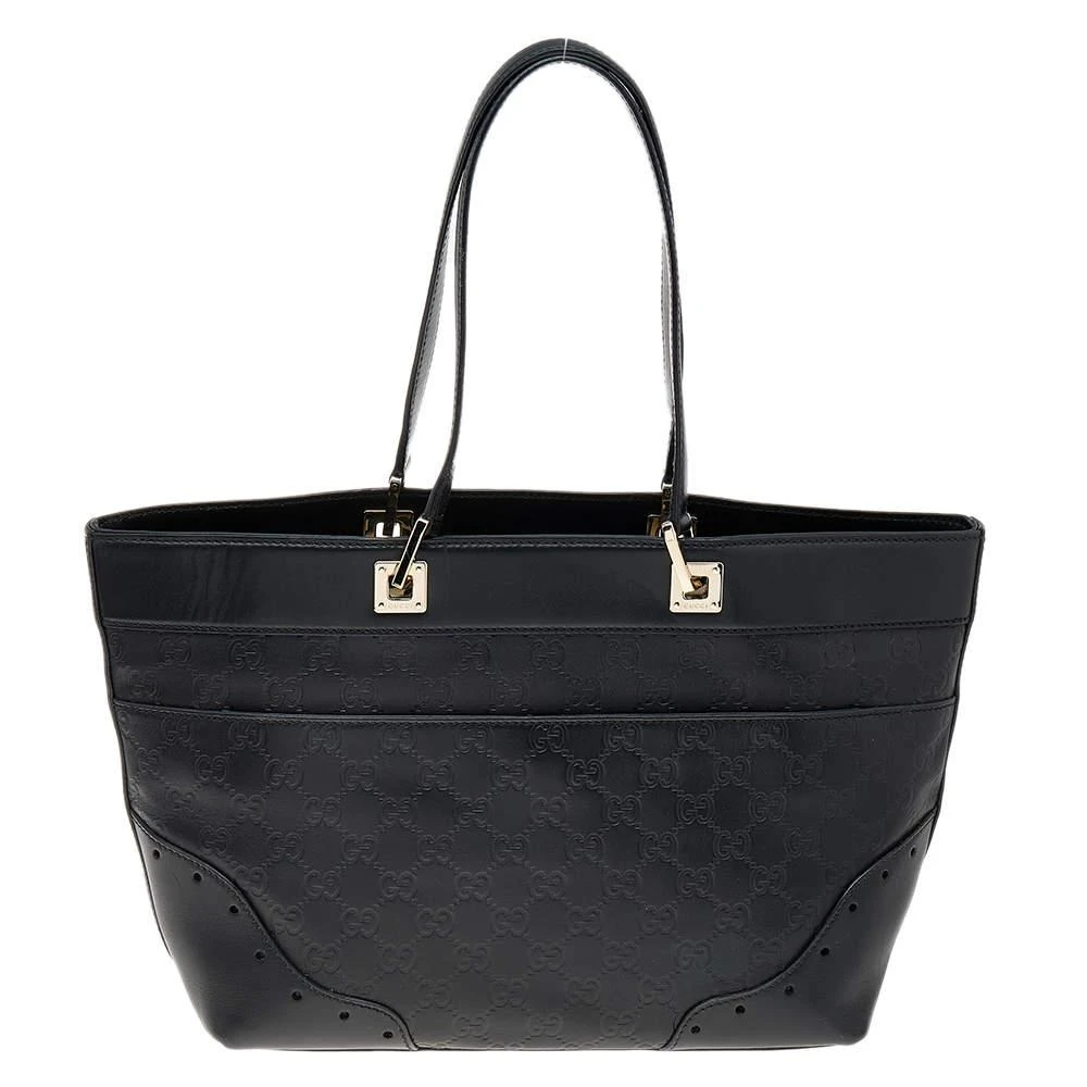 商品[二手商品] Gucci|Gucci Black Guccissima Leather Medium Punch Tote,价格¥4952,第4张图片详细描述