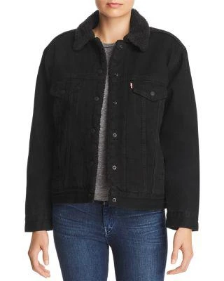 商品Levi's|Ex-Boyfriend Sherpa-Trimmed Denim Trucker Jacket 女士男友风夹克,价格¥343,第1张图片