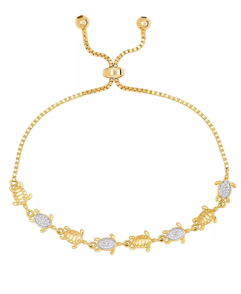 商品Macy's|Diamond Accent Turtle Adjustable Bolo Bracelet in Gold Plate,价格¥190,第1张图片