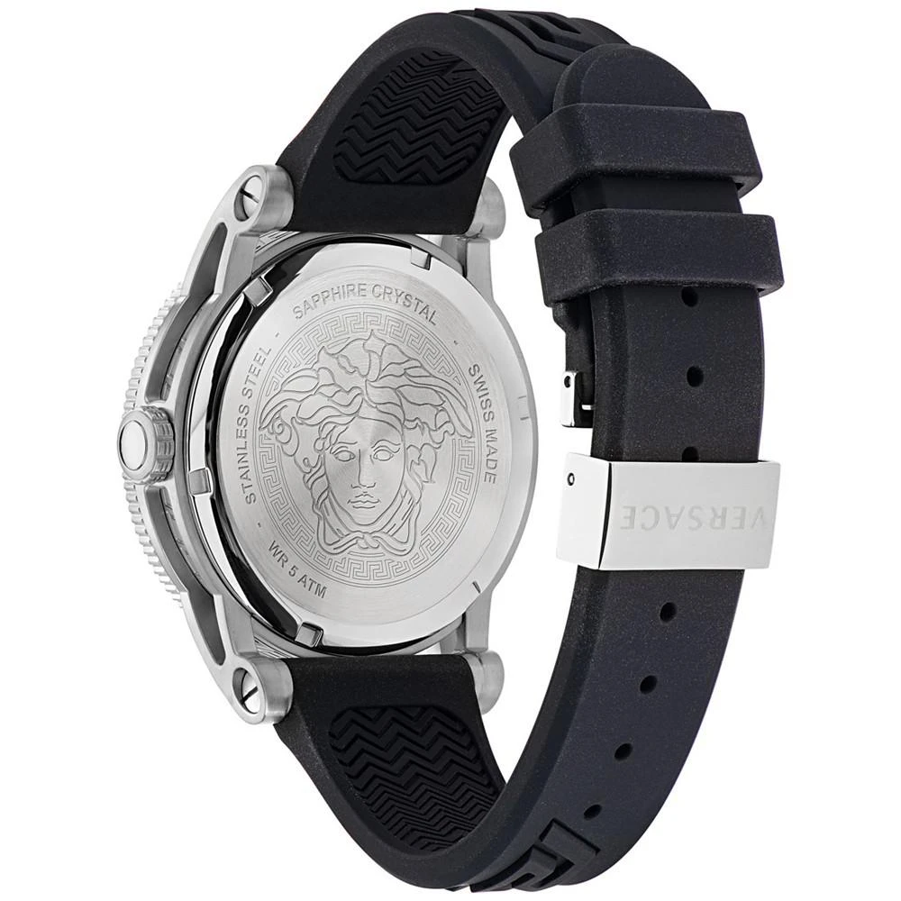 商品Versace|Men's Swiss V-Palazzo Black Logo Silicone Strap Watch 43mm,价格¥7504,第3张图片详细描述